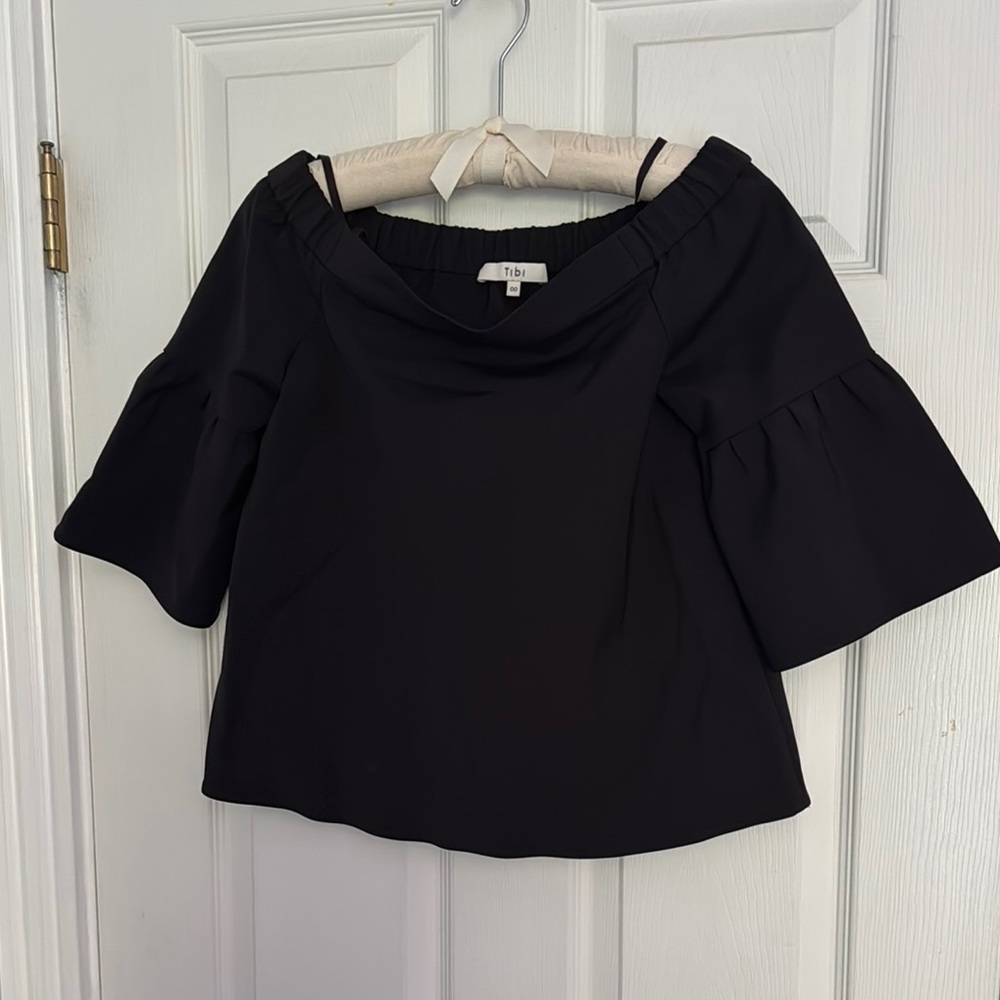 Tibi Elegant Black Off-Shoulder Blouse